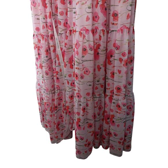 New with Tags Mac Duggal Floral Maxi Dress Size 12 Pink Poppy Print Formal - Picture 13 of 16